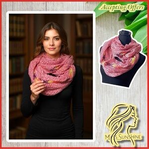 Old Navy - infinity hot pink embroidered pattern scarf - lightweight
